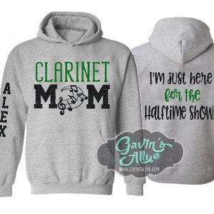 Glitter Clarinet Mom Hoodie | Band Hoodie | Band Shirts | Customize with your Colors