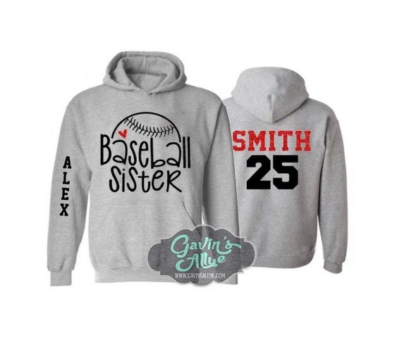 Glitter Baseball Sister Hoodie | Customize with your Team & Colors | Adult or Youth Sizes