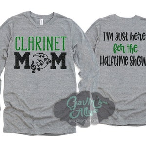 Glitter Clarinet Mom Shirt | Clarinet Mom Shirt | Band Long Sleeve Shirts | Band Dad Long Sleeve Shirts | Customize Team & Colors