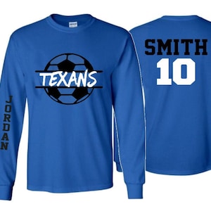 Soccer Shirt | Soccer Long Sleeve Shirt | Customize  team & colors | Adult or Youth