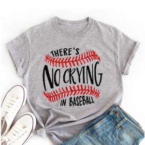 There&#39;s No Crying in Baseball Shirt | Glitter Baseball Shirt | Bella Canvas T-shirt | Youth or Adult