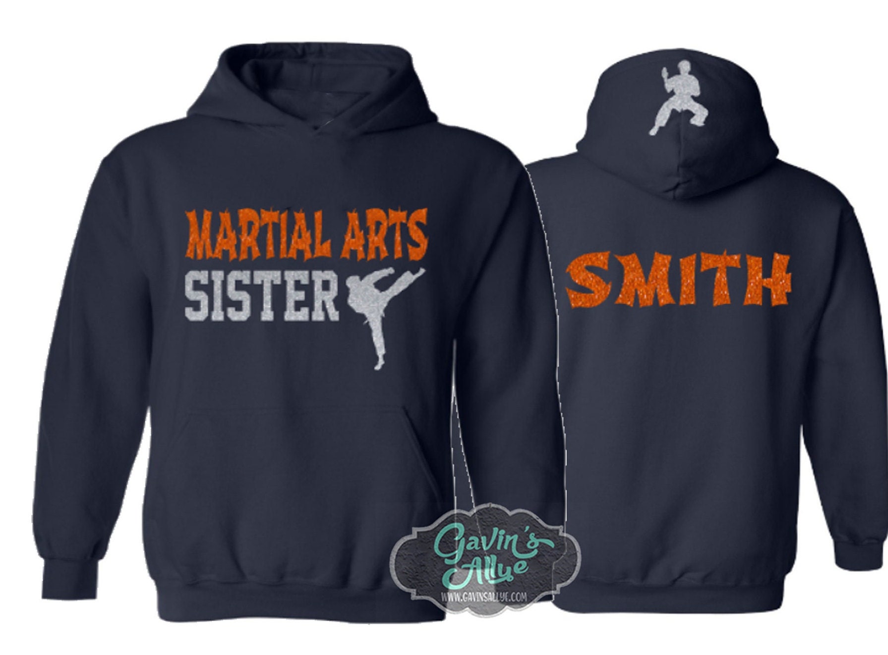 Sweat à capuche scintillant pour sœur d'arts martiaux | Sweats à capuche d'arts martiaux | Sweats à capuche de karaté | Personnaliser | Sweat à capuch