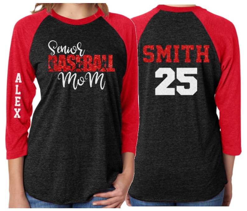 Glitter Senior Baseball Mom Shirt 3/4 Sleeve Shirt Etsy