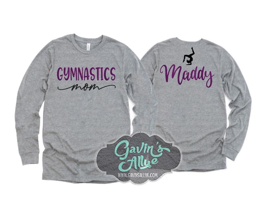 Glitter Gymnastics Heartbeat Mom Shirt | Gymnastics Shirt| Long Sleeve  | Customize with your Colors