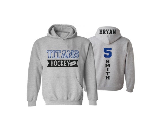 Glitter Hockey Hoodie  | Hockey Hoodie | Hockey Spirit Wear | Customize with your Team & Colors | Youth or Adult