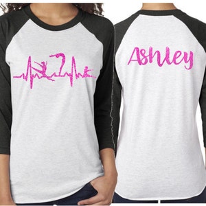 Glitter Dance Heart Beat Shirt | 3/4 Sleeve Shirt | Customize Colors | Youth or Adult