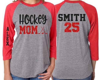 Glitter Hockey Mom shirt | Ice Hockey Shirts | Glitter Hockey Mom shirt | Hockey Bling | Hockey Spirit Wear | Customize Colors
