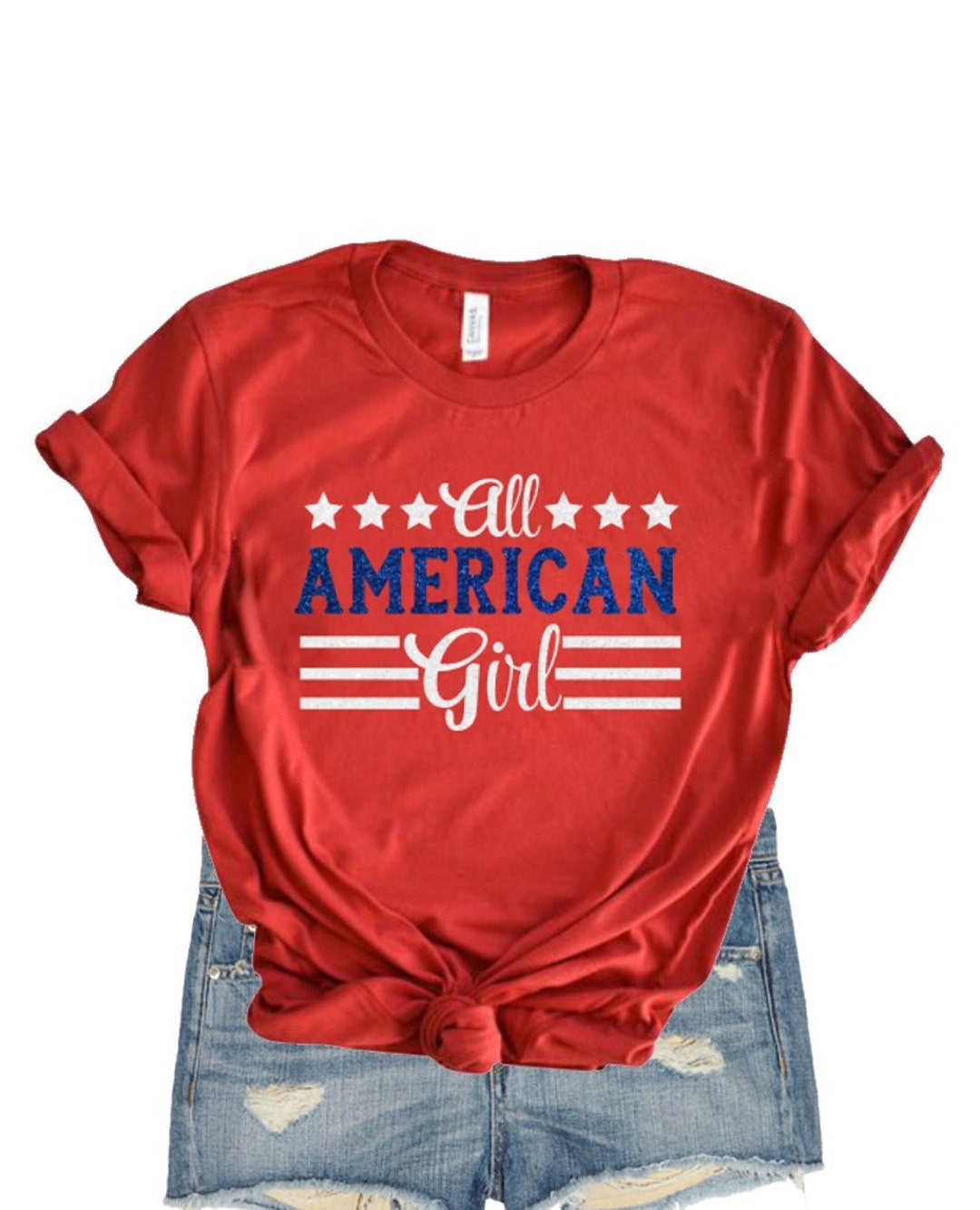 Glitter All American Girl Shirt 4th of July Womens Shirt - Etsy