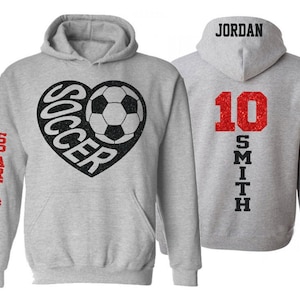 Glitter Soccer Hoodie |Soccer Heart | Customize with your Team & Colors | Adult or Youth Sizes