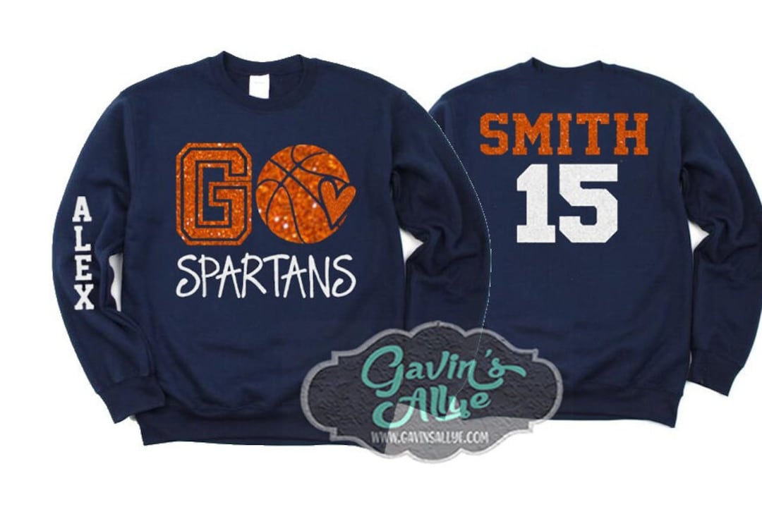 Glitter Basketball Crewneck Sweatshirt Basketball Spirit Wear Custom