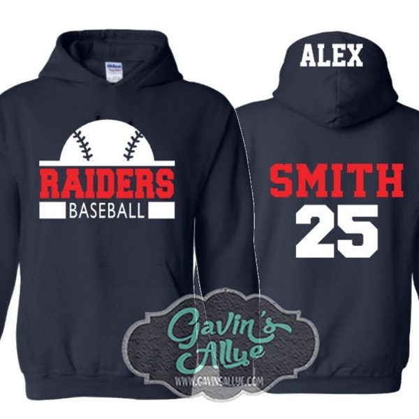 Baseball Hoodies | Baseball Shirts | Baseball Hoodie | Customize with your Team & Colors | Adult or Youth Sizes
