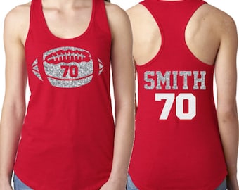 Glitter Football Mom Tank Top | Glitter Football Shirt | Custom Football Tank | Mom Football Tank | Football Tank Top |Customize Colors