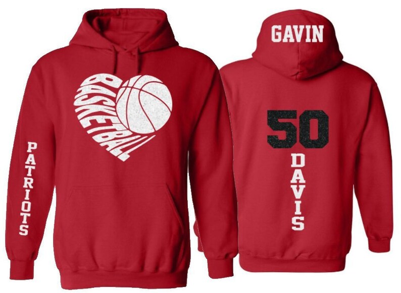 Glitter Basketball Hoodie Basketball Heart Customize with Etsy