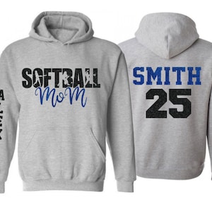 Glitter Softball Hoodie | Softball Mom Hoodie | Softball Hoodie | Customize with your Colors