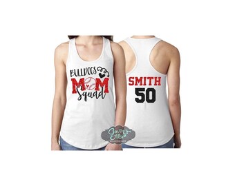 Baseball  Mom Tank Top | Glitter Baseball Mom Squad Tank Top | Baseball Tank Top | Customize Team & Colors
