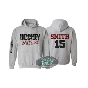 Glitter Hockey Girlfriend Hoodie  | Hockey Hoodie | Hockey Spirit Wear | Customize with your Team & Colors | Youth or Adult