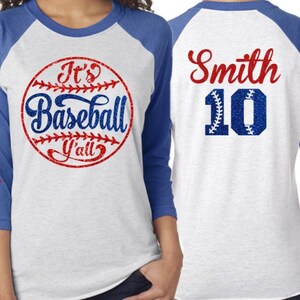 Glitter Baseball Shirt | Baseball shirts  | It&#39;s Baseball Y&#39;all | 3/4 Sleeve Raglan | Youth or Adult