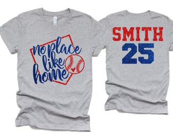 Glitter Baseball Shirt | Baseball Shirts | There's No Place Like Home | Short Sleeve Baseball Shirt | Customize Colors