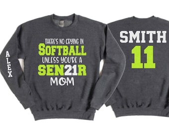 Glitter Softball Mom Hoodies | Senior Softball Shirts | Customize Colors