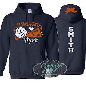 Glitter Volleyball Mom Hoodie | Volleyball Hoodie | Customize with your Team & Colors