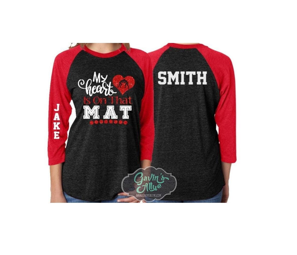 Glitter Wrestling Shirt | Wrestling Mom Baseball Shirt | 3/4 Sleeve Raglan | Customize with your Team & Colors