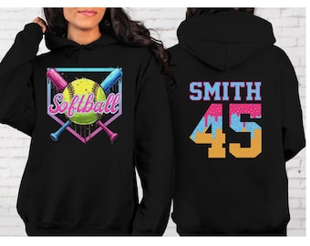 Personalized Softball Drip Hoodie, ice cream drip hoodie, Softball Gift, Customized Softball Hoodie, Team Mom Pullover