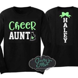 Glitter Cheer Aunt Shirt | Cheer Shirt | Cheer Bling | Cheer Spirit Wear | Long Sleeve Shirt | Customize  Colors