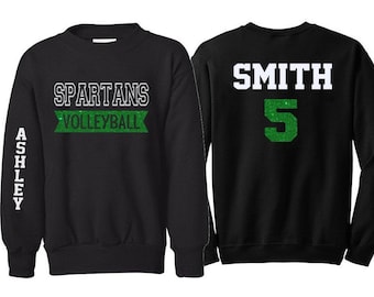 Glitter Volleyball Crewneck Sweatshirt  | Volleyball Sweatshirt | Volleyball Mom Sweatshirt | Customize Team & Colors | Adult or Youth
