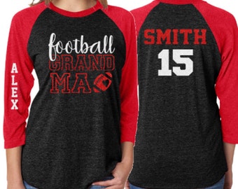 Glitter Football Grandma Shirt | Football Shirt | Grandparent Shirt | Football Bling | Customize Colors and Names