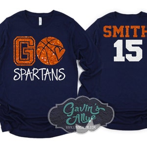 Glitter Basketball Shirt | Long Sleeve Shirt | Basketball Spirit Wear  | Customize Colors