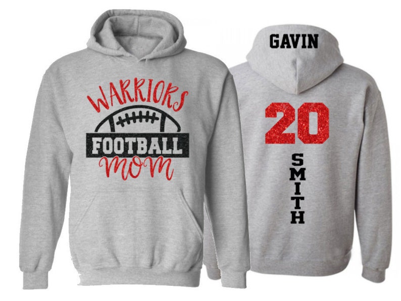 Glitter Football Mom Hoodie Football Hoodie Football Bling Football Spirit Wear Customize Team & Colors image 1