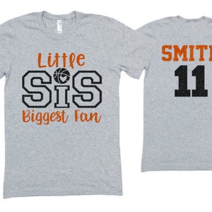 Glitter Basketball Sister Shirt | Little Sister Biggest Fan Basketball t-shirt | Basketball Spirit Wear | Bella Canvas Tshirt | Customize