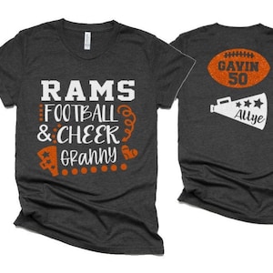 Glitzer Fußball & Cheer Oma Shirt | Fußball und Cheer Shirts | Bella Canvas Tshirt | Kurzarm Shirt | Team und Farben anpassen