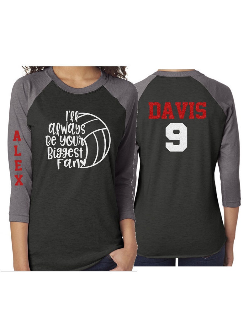 Glitter Volleyball Mom Shirt | I'll Always Be Your Biggest Fan | Volleyball Shirts | Volleyball Mom Shirts | Customize image 1