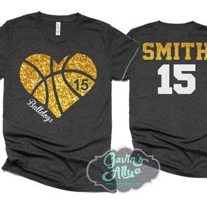 Glitter Basketball Heart Shirt | Basketball Tshirts | Basketball Mom Shirts | Basketball Bling| Bella Canvas Tshirt