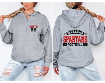 Glitter Football Zip Hoodie | Football Hoodie | Football Bling | Football Spirit Wear | Customize  Team & Colors