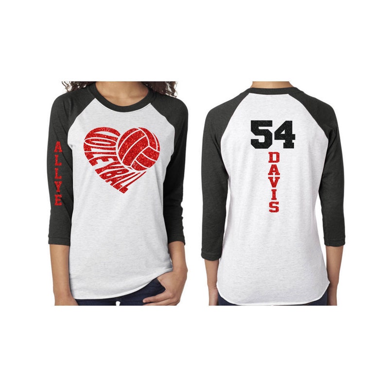 Glitter Volleyball Shirt Volleyball Mom 3/4 Sleeve Baseball Etsy