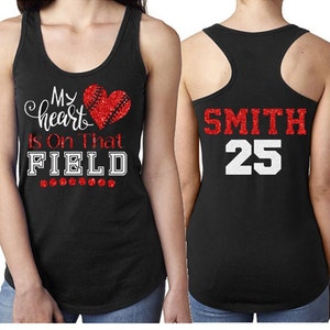 schitter de Tanktop van het Honkbal | Honkbaltanktops | Mijn hart is dat veld | De Tanktop van het Mamma van het honkbal | Pas uw kleuren aan