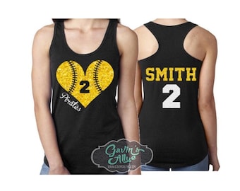 Glitter Baseball Tank Tops | Baseball Mom Tank Top | Baseball Heart | Baseball Shirts | Racer back Tank | Softball Tank