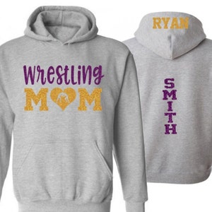 Glitter Wrestling Hoodie | Mom Wrestling Hoodie Glitter | Wrestling Hoodie | Customize with your Team & Colors