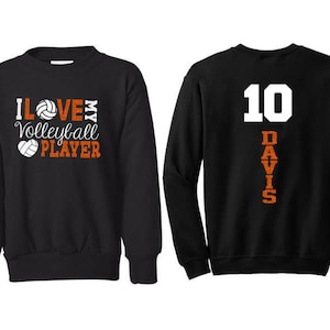 Glitter Volleyball Hoodie | I Love My Volleyball Player | Customize with your Team & Colors