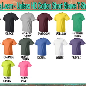 May include: A selection of Fruit of the Loom unisex short sleeve t-shirts in various colors, including dark gray, black, athletic gray, maroon, yellow, heather green, navy, red, orange, forest green, royal blue, white, purple, columbia blue, heather pink, neon green, and neon pink.