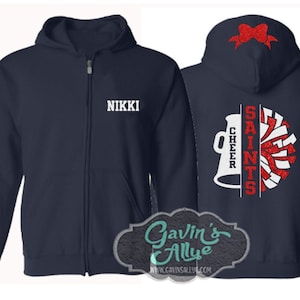Glitter Cheer Zip Hoodie | Cheer Hoodie | Cheer Bling | Cheer Spirit Wear | Customize  Team & Colors | Youth or Adult