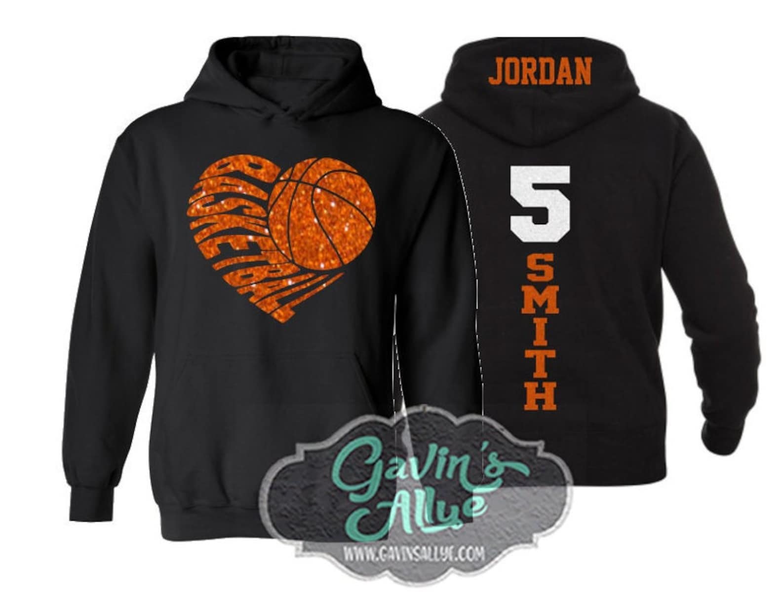 Glitter Basketball Hoodie Basketball Heart Customize With Etsy