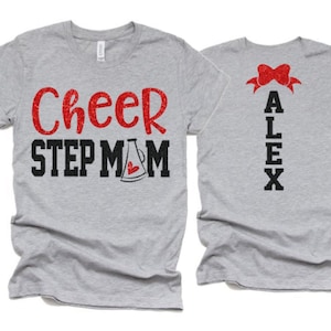 Glitter Cheer Step Mom Shirt | Cheer Shirt | Cheer Bling | Cheer Spirit Wear | Bella Canvas T-shirt | Short Sleeve Shirt