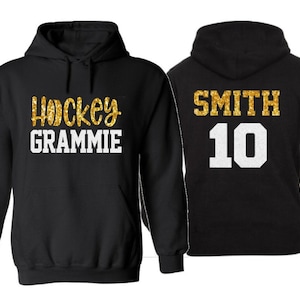 Glitter Hockey Hoodie | Hockey Grandma | Hockey MiMi | Hockey Nana | Hockey Bling | Hockey Spirit Wear | Customize with your Team & Colors