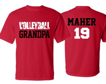 Volleyball Grandpa Shirt |  Performance T-shirt | Volleyball Spirit Wear | Short Sleeve T-shirt | Customize team & colors