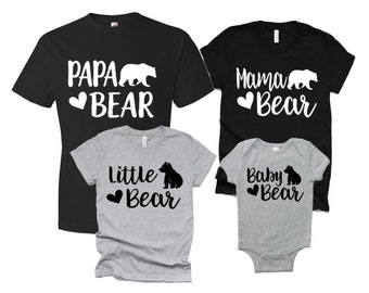 Matching Mama Bear, Papa Bear, Little Bear, and Baby Bear Shirts | Matching Family Shirts | Bella Canvas Tshirt