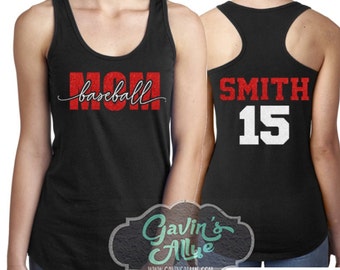 Glitter Baseball Tank Tops | Baseball Mom Tank Top | Baseball Shirts | Racer back Tank | Softball Tank