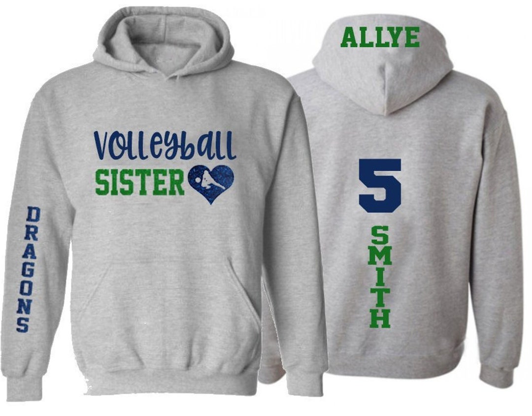 Glitter Volleyball Hoodie Sister Volleyball Hoodie - Etsy